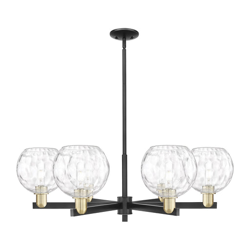 Innovations Athens Water Glass 38in 6-Light Chandelier | Industrial Black Antique Brass Steel and Clear Water Glass | Dining | Model 716-6CR-BAB-G1215-8