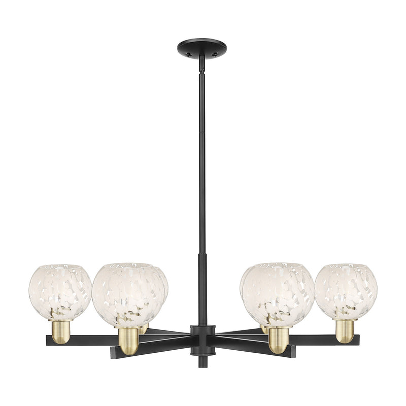 Innovations Lighting Arcadia 36in 6-Light Chandelier | Industrial Black Antique Brass and White Mouchette Glass | Dining | Model 716-6CR-BAB-G1216-6WM