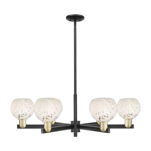 Innovations Lighting Arcadia 36in 6-Light Chandelier | Industrial Black Antique Brass and White Mouchette Glass | Dining | Model 716-6CR-BAB-G1216-6WM