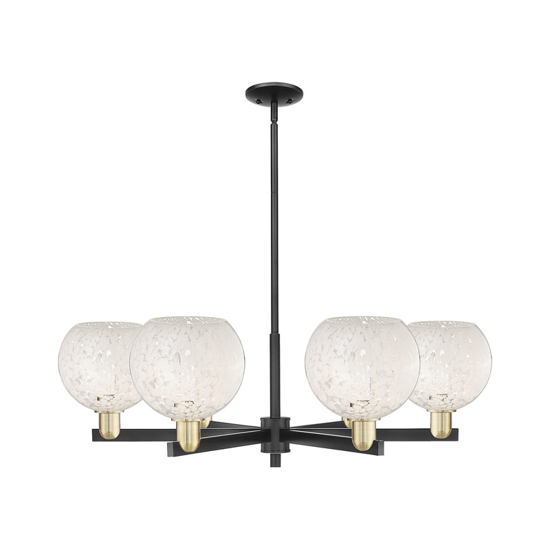 Innovations Lighting Arcadia 38in 6-Light Chandelier | Industrial Black Antique Brass and White Mouchette Glass | Dining | Model 716-6CR-BAB-G1216-8WM