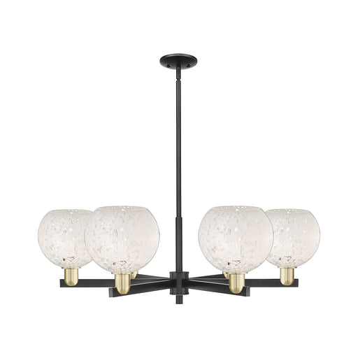 Innovations Lighting Arcadia 38in 6-Light Chandelier | Industrial Black Antique Brass and White Mouchette Glass | Dining | Model 716-6CR-BAB-G1216-8WM