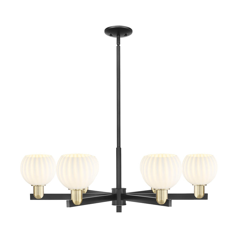 Innovations Lighting White Venetian 36in 6-Light Chandelier | Industrial Black Antique Brass and White Venetian Glass | Model 716-6CR-BAB-G1217-6WV