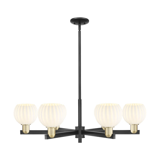 Innovations Lighting White Venetian 36in 6-Light Chandelier | Industrial Black Antique Brass and White Venetian Glass | Model 716-6CR-BAB-G1217-6WV