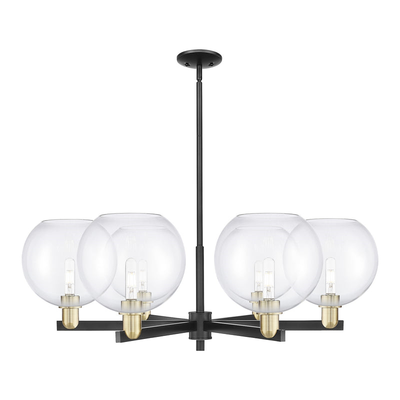 Innovations Athens 40in 6-Light Chandelier | Industrial Black Antique Brass Steel and Clear Glass | Dining Room & Living Room | Model 716-6CR-BAB-G122-10