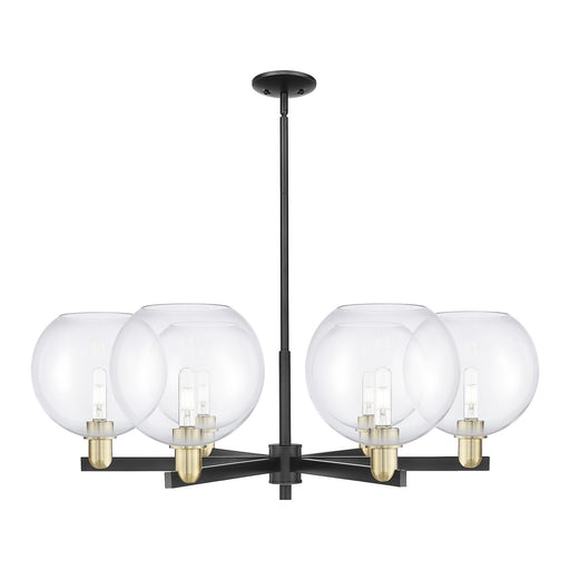 Innovations Athens 40in 6-Light Chandelier | Industrial Black Antique Brass Steel and Clear Glass | Dining Room & Living Room | Model 716-6CR-BAB-G122-10
