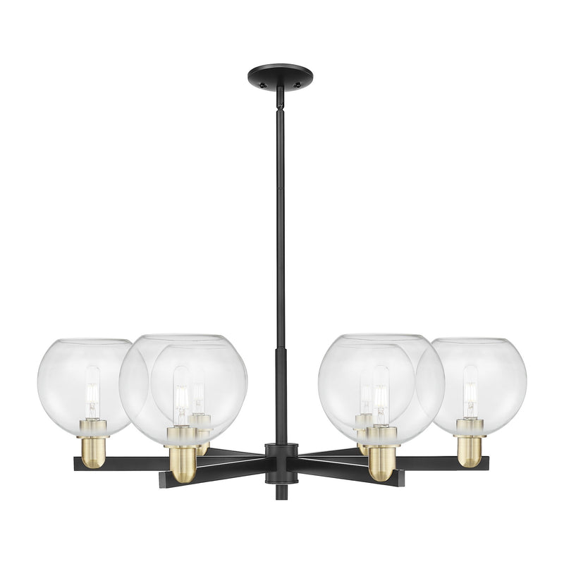 Innovations Athens 38in 6-Light Chandelier | Industrial Black Antique Brass and Clear Glass | Dining Room & Living Room | Model 716-6CR-BAB-G122-8