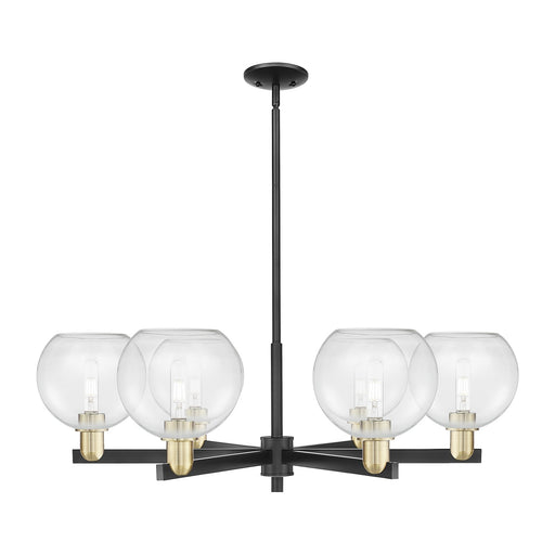 Innovations Athens 38in 6-Light Chandelier | Industrial Black Antique Brass and Clear Glass | Dining Room & Living Room | Model 716-6CR-BAB-G122-8