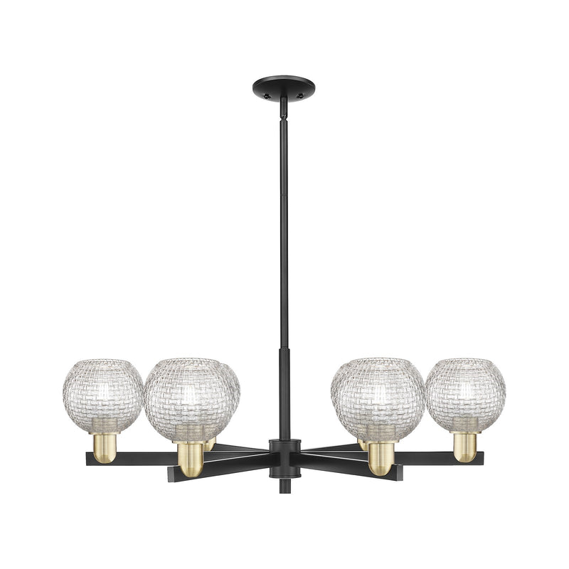 Innovations Athens 36in 6-Light Chandelier | Industrial Black Antique Brass and Clear Basket Weave Glass | Dining Room & | Model 716-6CR-BAB-G122C-6CL