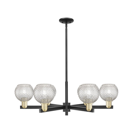 Innovations Athens 36in 6-Light Chandelier | Industrial Black Antique Brass and Clear Basket Weave Glass | Dining Room & | Model 716-6CR-BAB-G122C-6CL