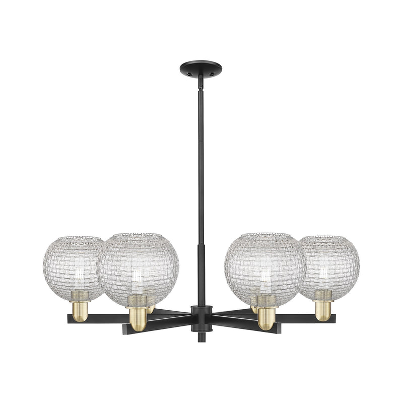 Innovations Athens 38in 6-Light Chandelier | Industrial Black Antique Brass and Clear Basket Weave Glass | Dining Room & | Model 716-6CR-BAB-G122C-8CL