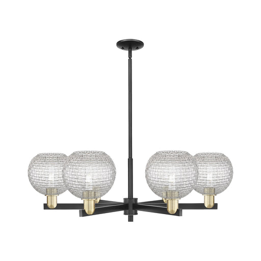 Innovations Athens 38in 6-Light Chandelier | Industrial Black Antique Brass and Clear Basket Weave Glass | Dining Room & | Model 716-6CR-BAB-G122C-8CL