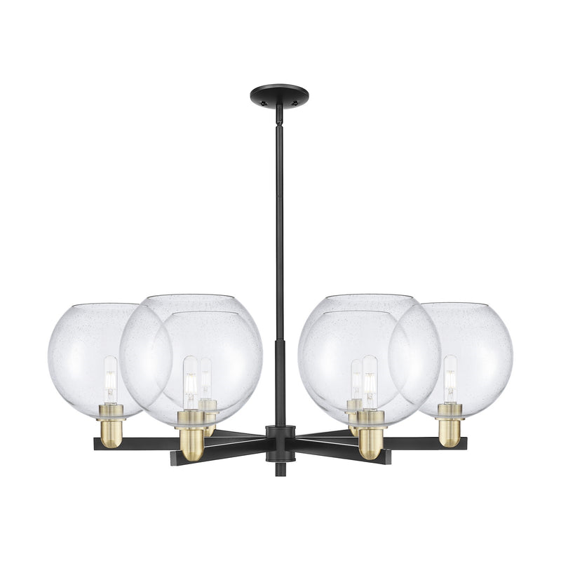 Innovations Athens 40in 6-Light Chandelier | Industrial Black Antique Brass Steel and Seedy Glass | Dining Room & Living Room | Model 716-6CR-BAB-G124-10