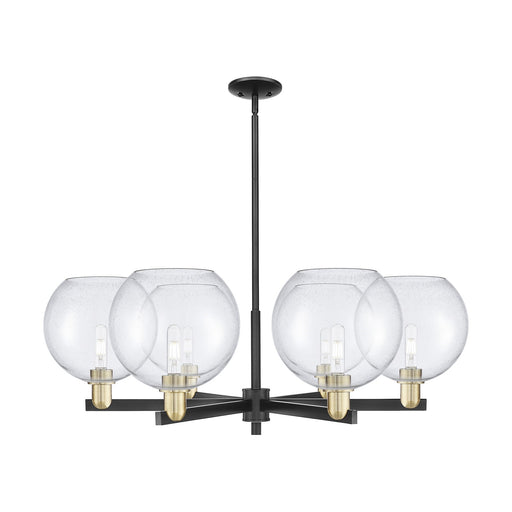 Innovations Athens 40in 6-Light Chandelier | Industrial Black Antique Brass Steel and Seedy Glass | Dining Room & Living Room | Model 716-6CR-BAB-G124-10