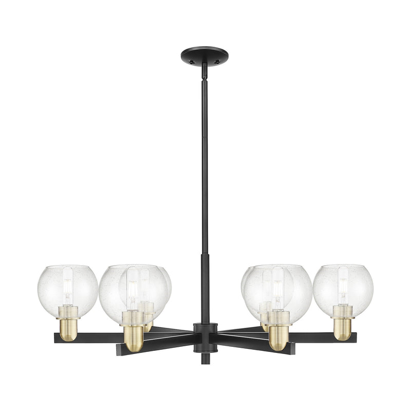 Innovations Athens 36in 6-Light Chandelier | Industrial Black Antique Brass Steel and Seedy Glass | Dining Room & Living Room | Model 716-6CR-BAB-G124-6