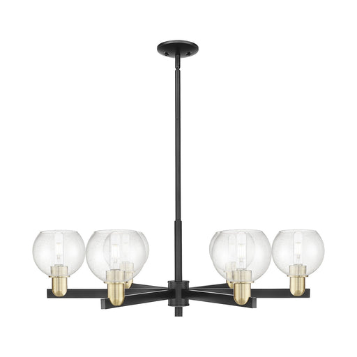 Innovations Athens 36in 6-Light Chandelier | Industrial Black Antique Brass Steel and Seedy Glass | Dining Room & Living Room | Model 716-6CR-BAB-G124-6