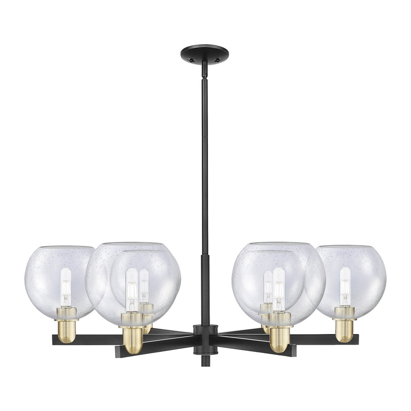 Innovations Athens 38in 6-Light Chandelier | Industrial Black Antique Brass and Seedy Glass | Dining Room & Living Room | Model 716-6CR-BAB-G124-8