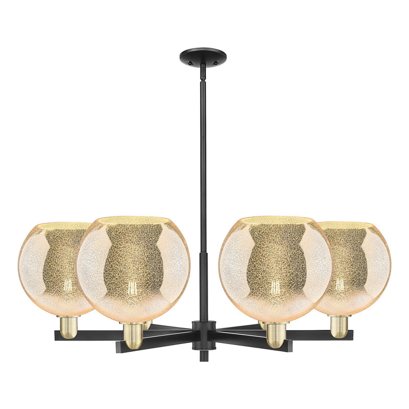 Innovations Athens 40in 6-Light Chandelier | Industrial Black Antique Brass and Mercury Glass | Dining Room & Living Room | Model 716-6CR-BAB-G128-10