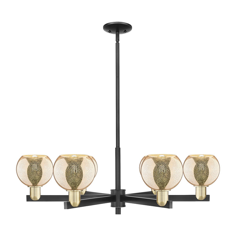 Innovations Athens 36in 6-Light Chandelier | Industrial Black Antique Brass and Mercury Glass | Dining Room & Living Room | Model 716-6CR-BAB-G128-6
