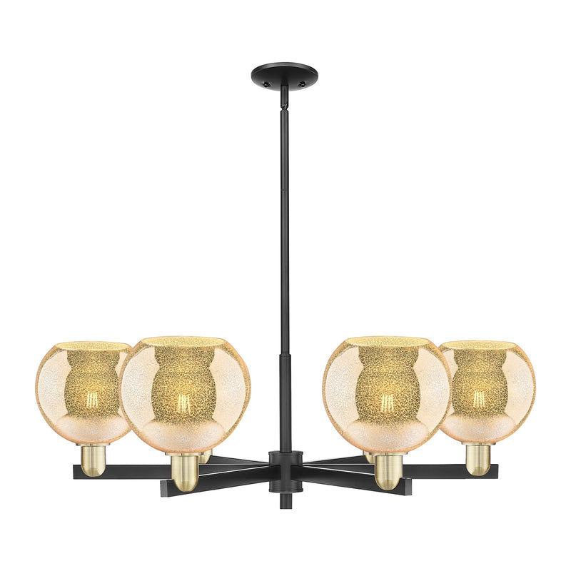 Innovations Athens 38in 6-Light Chandelier | Industrial Black Antique Brass and Mercury Glass | Dining Room & Living Room | Model 716-6CR-BAB-G128-8