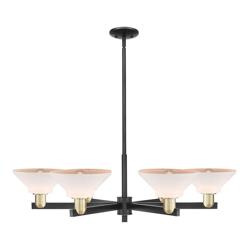 Innovations Orwell 38in 6-Light Chandelier | Industrial Black Antique Brass and Matte White Glass | Kitchen Island & Dining Room | Model 716-6CR-BAB-G131