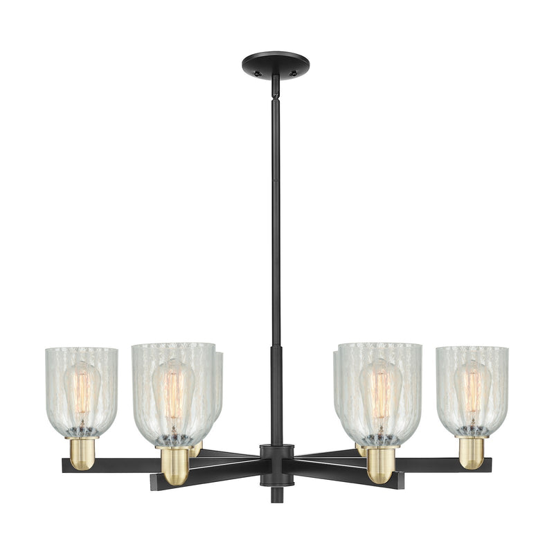 Innovations Caledonia 35in 6-Light Chandelier | Industrial Black Antique Brass Steel and Mouchette Glass | Dining Room & Living | Model 716-6CR-BAB-G2511