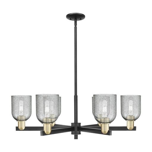 Innovations Caledonia 35in 6-Light Chandelier | Industrial Black Antique Brass and Charcoal Glass | Dining Room & Living Room | Model 716-6CR-BAB-G257