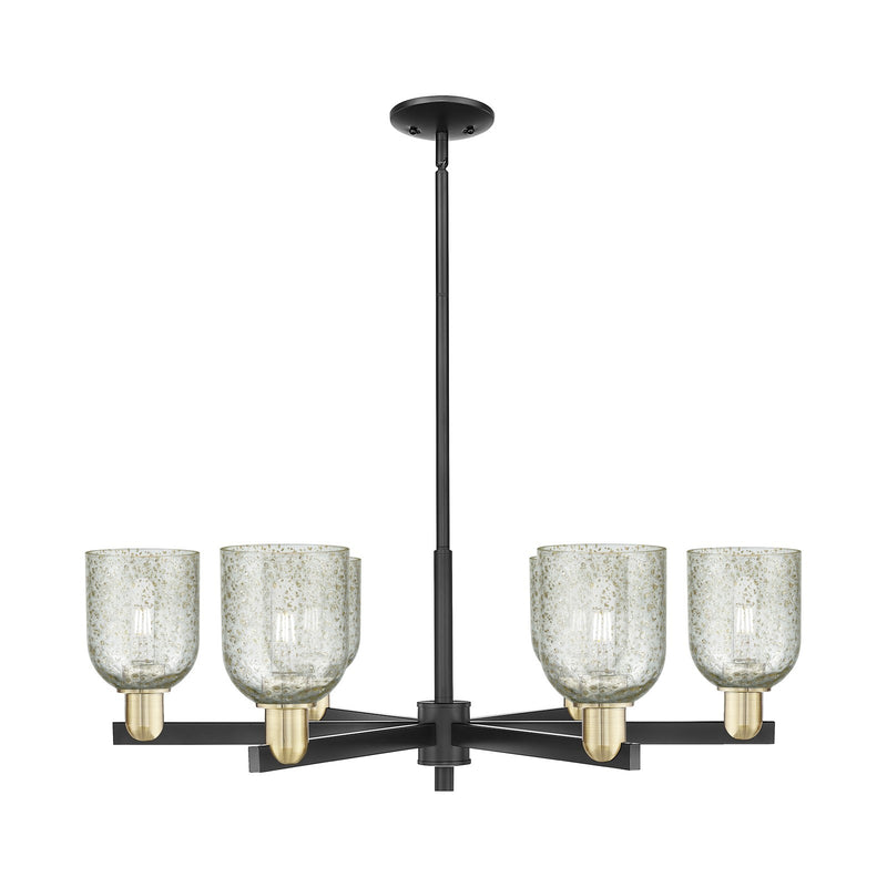 Innovations Caledonia 35in 6-Light Chandelier | Industrial Black Antique Brass and Mica Glass | Kitchen Island & Dining Room | Model 716-6CR-BAB-G259
