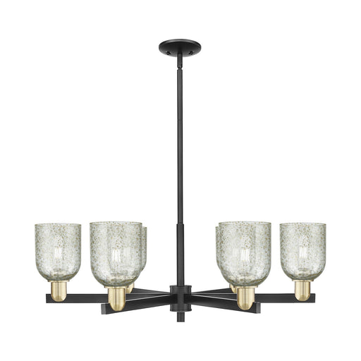Innovations Caledonia 35in 6-Light Chandelier | Industrial Black Antique Brass and Mica Glass | Kitchen Island & Dining Room | Model 716-6CR-BAB-G259