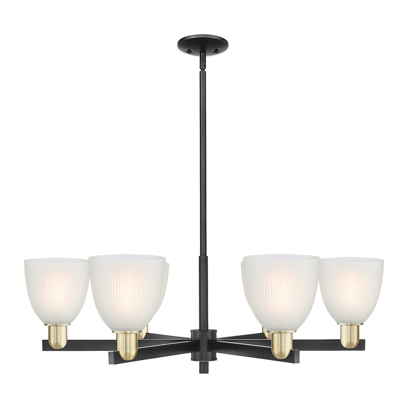 Innovations Castile 36in 6-Light Chandelier | Industrial Black Antique Brass Steel and White Glass | Kitchen Island & Dining Room | Model 716-6CR-BAB-G381
