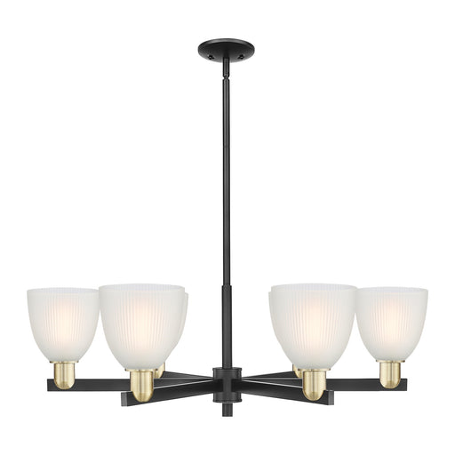 Innovations Castile 36in 6-Light Chandelier | Industrial Black Antique Brass Steel and White Glass | Kitchen Island & Dining Room | Model 716-6CR-BAB-G381