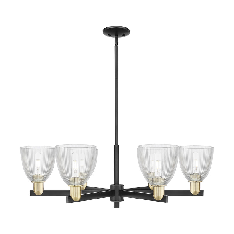 Innovations Castile 36in 6-Light Chandelier | Industrial Black Antique Brass Steel and Clear Glass | Dining Room & Living Room | Model 716-6CR-BAB-G382