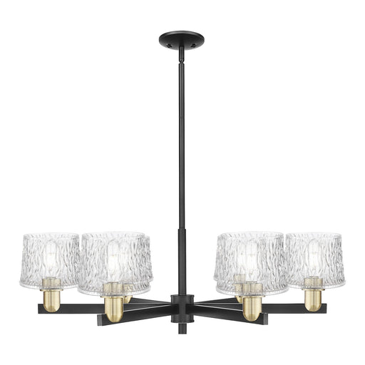 Innovations Niagara 36in 6-Light Chandelier | Industrial Black Antique Brass and Clear Glass | Damp Rated Dining Room & Living | Model 716-6CR-BAB-G402