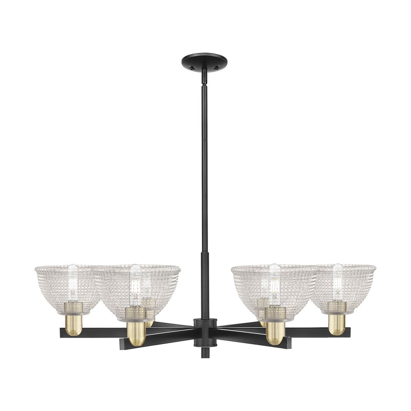 Innovations Arietta 38in 6-Light Chandelier | Industrial Black Antique Brass Steel and Clear Glass | Dining Room & Living Room | Model 716-6CR-BAB-G422