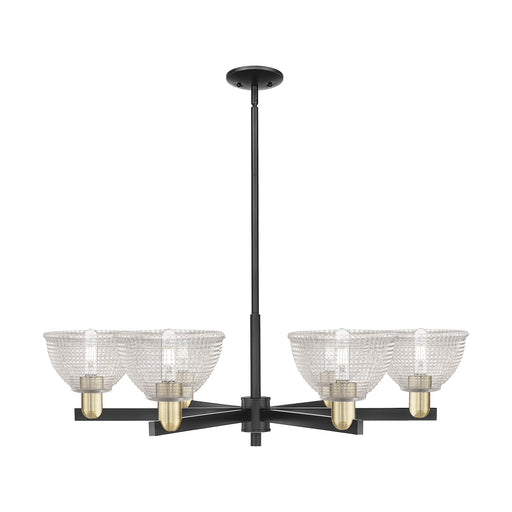 Innovations Arietta 38in 6-Light Chandelier | Industrial Black Antique Brass Steel and Clear Glass | Dining Room & Living Room | Model 716-6CR-BAB-G422