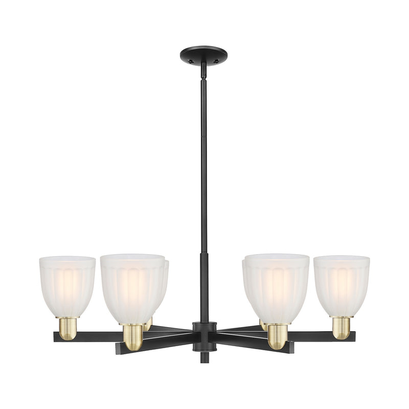 Innovations Brookfield 36in 6-Light Chandelier | Industrial Black Antique Brass and White Frosted Ribbed Glass | Kitchen Island & | Model 716-6CR-BAB-G441