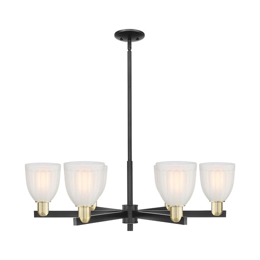 Innovations Brookfield 36in 6-Light Chandelier | Industrial Black Antique Brass and White Frosted Ribbed Glass | Kitchen Island & | Model 716-6CR-BAB-G441