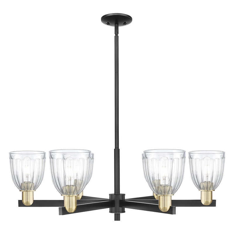 Innovations Brookfield 36in 6-Light Chandelier | Industrial Black Antique Brass and Clear Glass | Kitchen Island & Dining Room | Model 716-6CR-BAB-G442