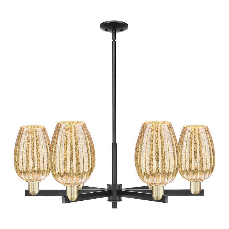 Innovations Preston 6Lt 24" Flute Stem Chandelier, BKBS/MC - 716-6CR-BAB-G457-6ME