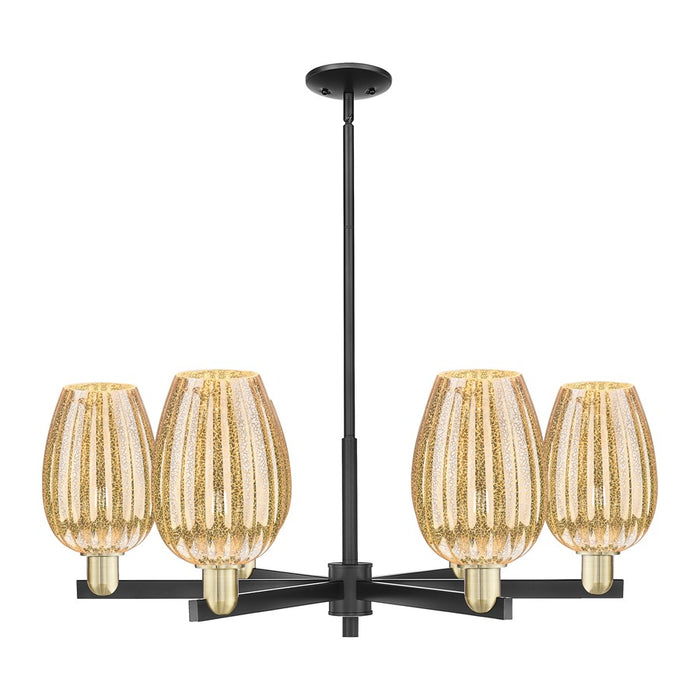 Innovations Preston 6Lt 24" Flute Stem Chandelier, BKBS/MC - 716-6CR-BAB-G457-6ME