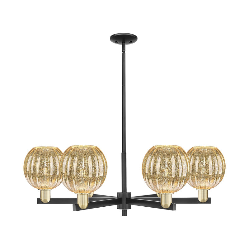 Innovations Preston Globe 36.75in 6-Light Chandelier | Industrial Black Antique Brass Steel and Mercury Glass | Dining Room & | Model 716-6CR-BAB-G458-7ME