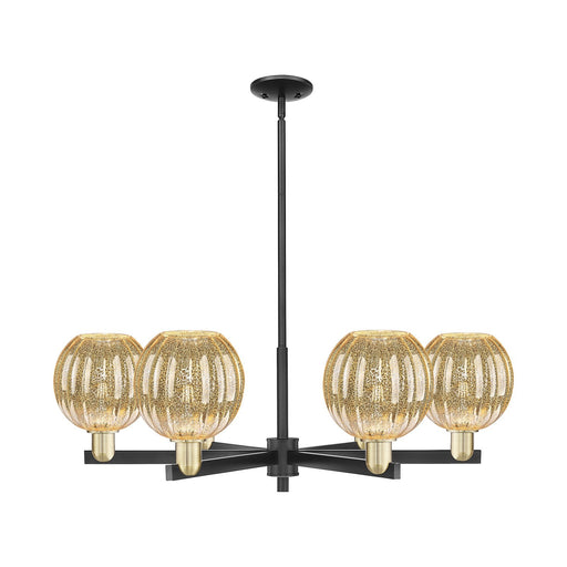 Innovations Preston Globe 36.75in 6-Light Chandelier | Industrial Black Antique Brass Steel and Mercury Glass | Dining Room & | Model 716-6CR-BAB-G458-7ME