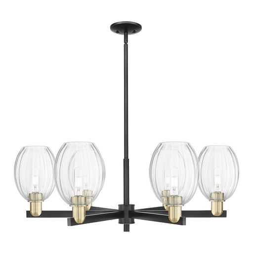 Innovations Preston Bulb 36in 6-Light Chandelier | Industrial Black Antique Brass and Clear Glass | Kitchen Island & Dining | Model 716-6CR-BAB-G459-6CL
