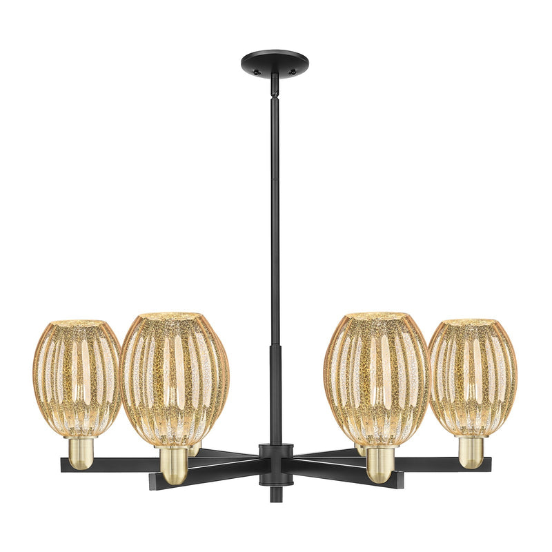 Innovations Preston Bulb 36in 6-Light Chandelier | Industrial Black Antique Brass and Mercury Glass | Dining Room & Living | Model 716-6CR-BAB-G459-6ME