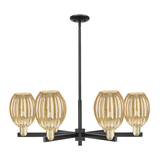 Innovations Preston Bulb 36in 6-Light Chandelier | Industrial Black Antique Brass and Mercury Glass | Dining Room & Living | Model 716-6CR-BAB-G459-6ME