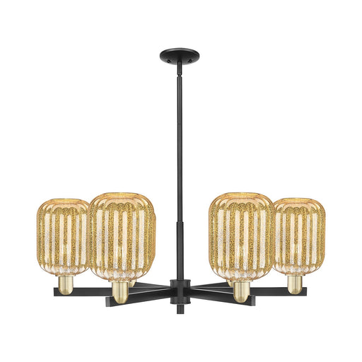 Innovations Preston Cylinder 36.5in 6-Light Chandelier | Industrial Black Antique Brass Steel and Mercury Glass | Dining Room | Model 716-6CR-BAB-G460-7ME
