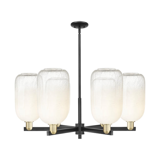 Innovations Brookhaven Cloche 36in 6-Light Chandelier | Industrial Black Antique Brass and Opal Glass | Damp Rated Dining | Model 716-6CR-BAB-G482-7OP