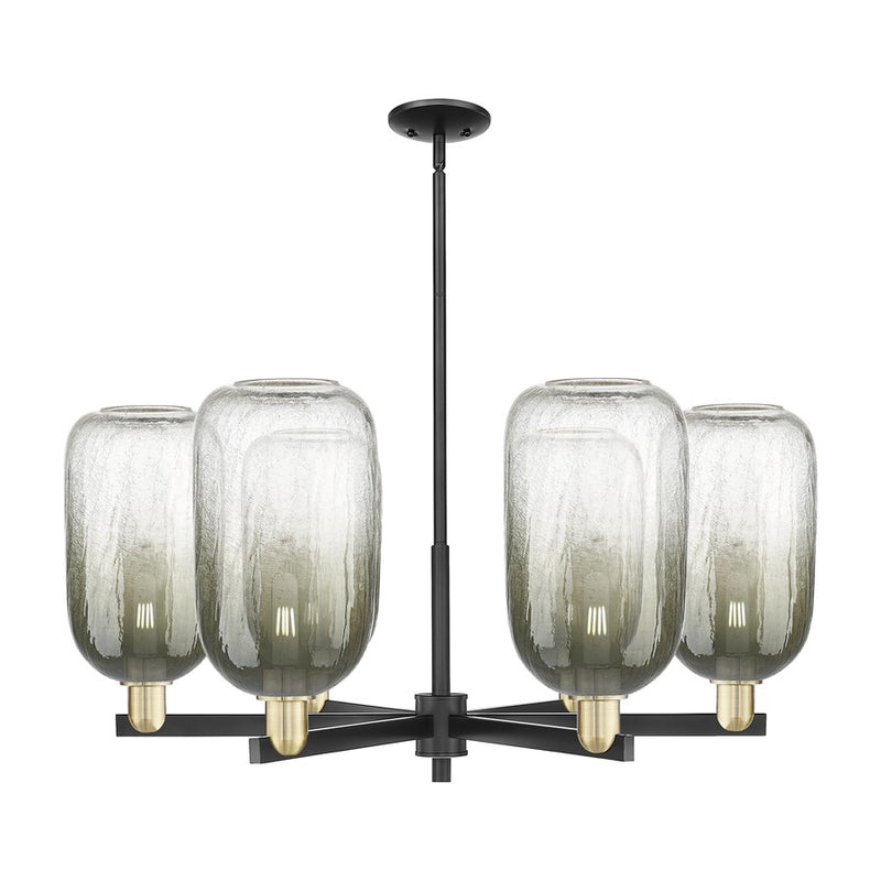 Innovations BH Cloche 6Lt 24" Stem Chandelier, BKBS/Slate - 716-6CR-BAB-G482-7SL