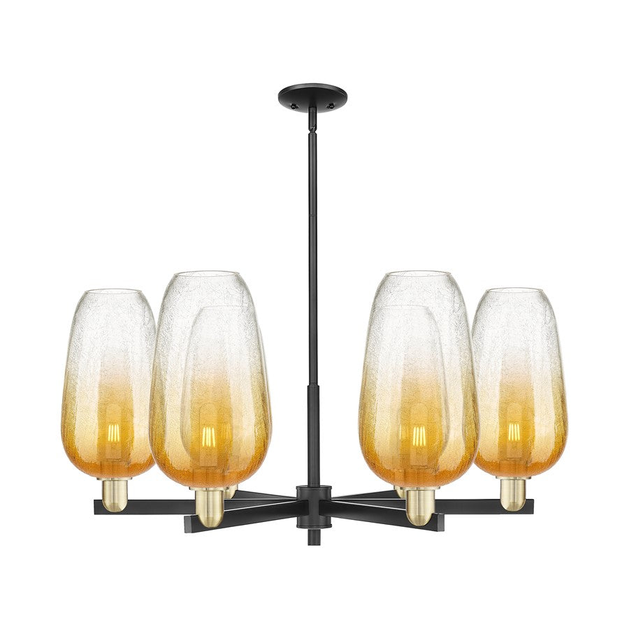 Innovations BH Flute 6Lt 24" Stem Chandelier, BKBS/AM - 716-6CR-BAB-G484-7AM