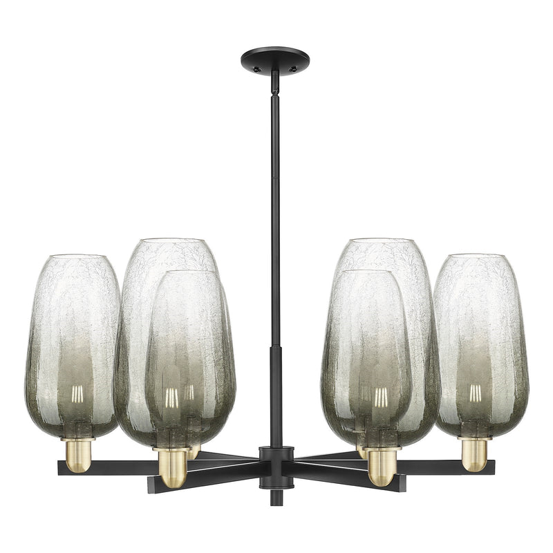 Innovations Brookhaven Flute 36in 6-Light Chandelier | Industrial Black Antique Brass and Slate Glass | Dining Room & Living | Model 716-6CR-BAB-G484-7SL