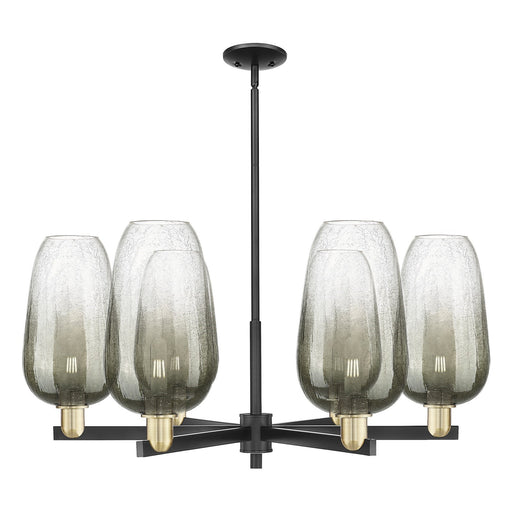 Innovations Brookhaven Flute 36in 6-Light Chandelier | Industrial Black Antique Brass and Slate Glass | Dining Room & Living | Model 716-6CR-BAB-G484-7SL
